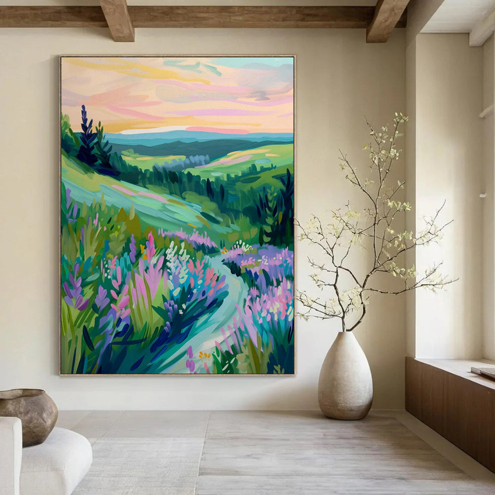 Large - Scale Abstract Hand - Painted Murals for Entryway and Dining Room DLZ0655