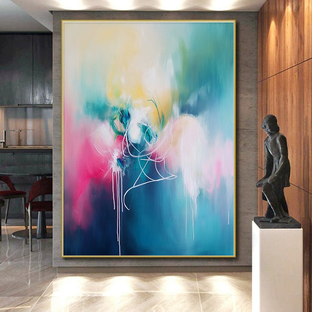 Colorful Abstract Swirl Painting with Fluid Lines GER815