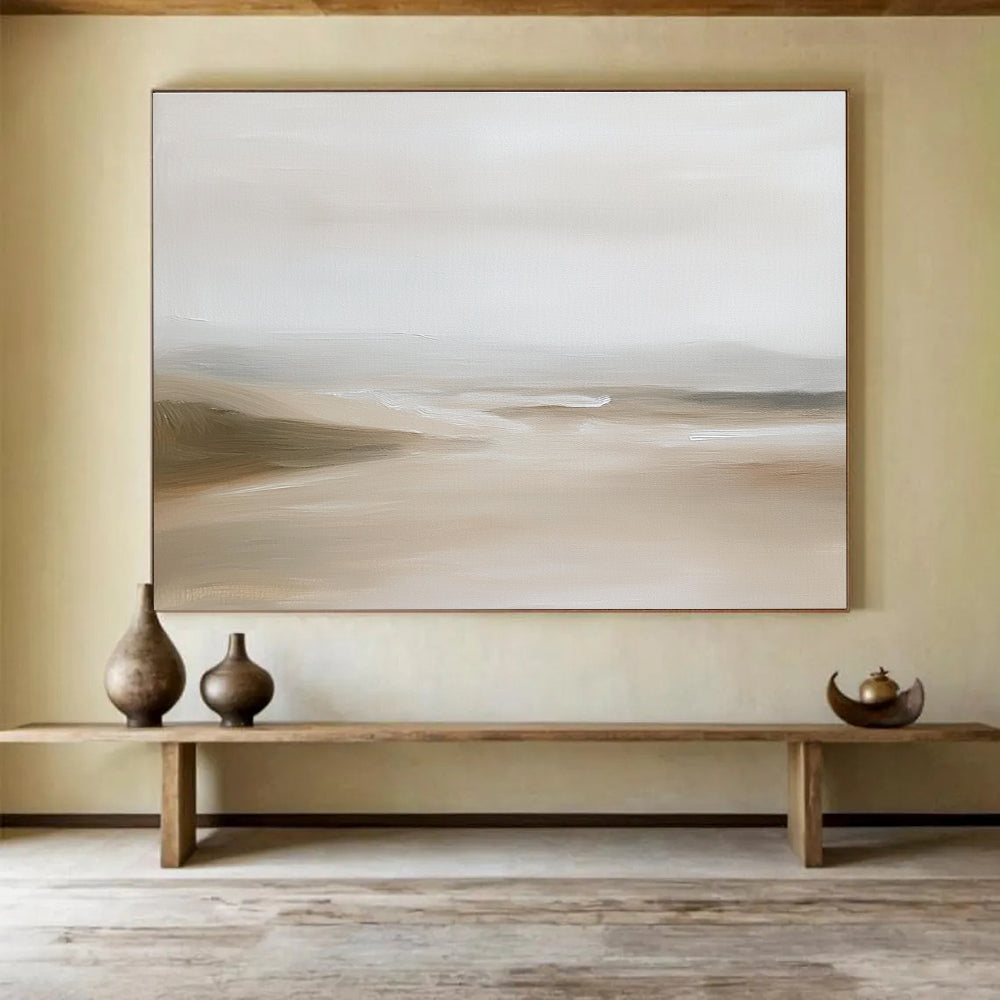Minimalist Beige Landscape Abstract Painting with Soft Hues DYP592