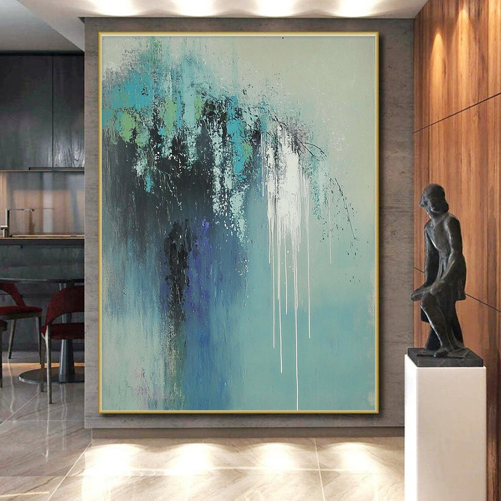 Colorful Dripping Abstract with Blue and Green Tones GER237