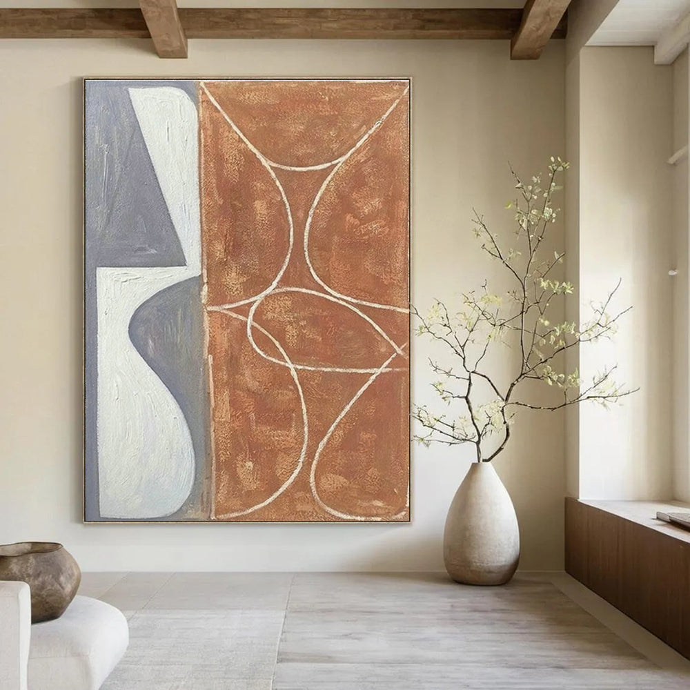 Large Hand - Painted Abstract Artwork for Entryway & Cottage Hallway DLZ1145
