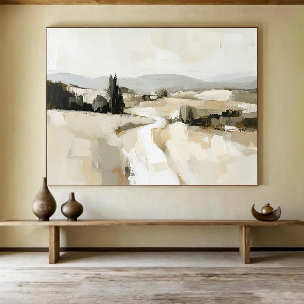 Abstract Rural Landscape Painting with Neutral Tones DYP286