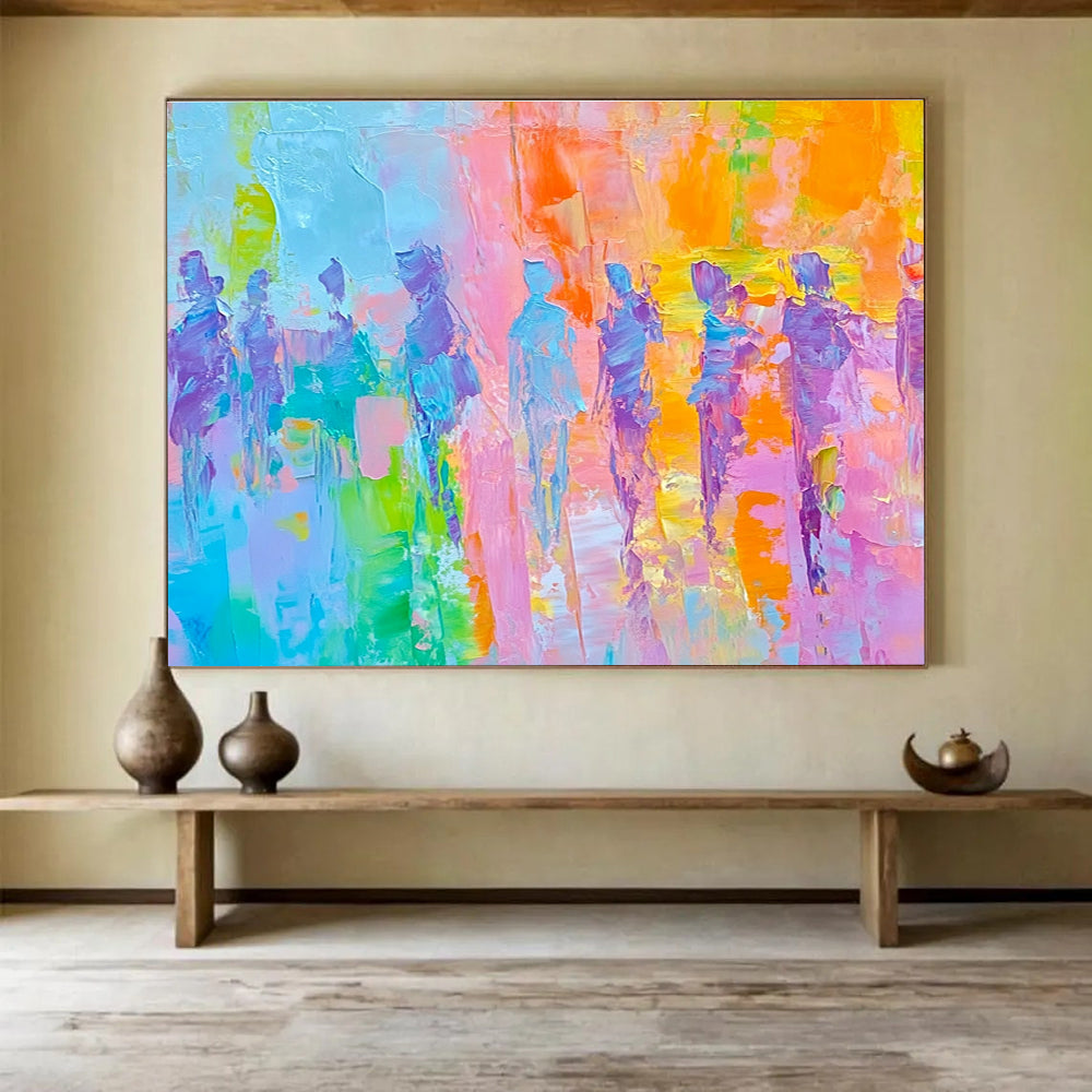 Colorful Figure Abstract Painting with Vibrant Background DYP318