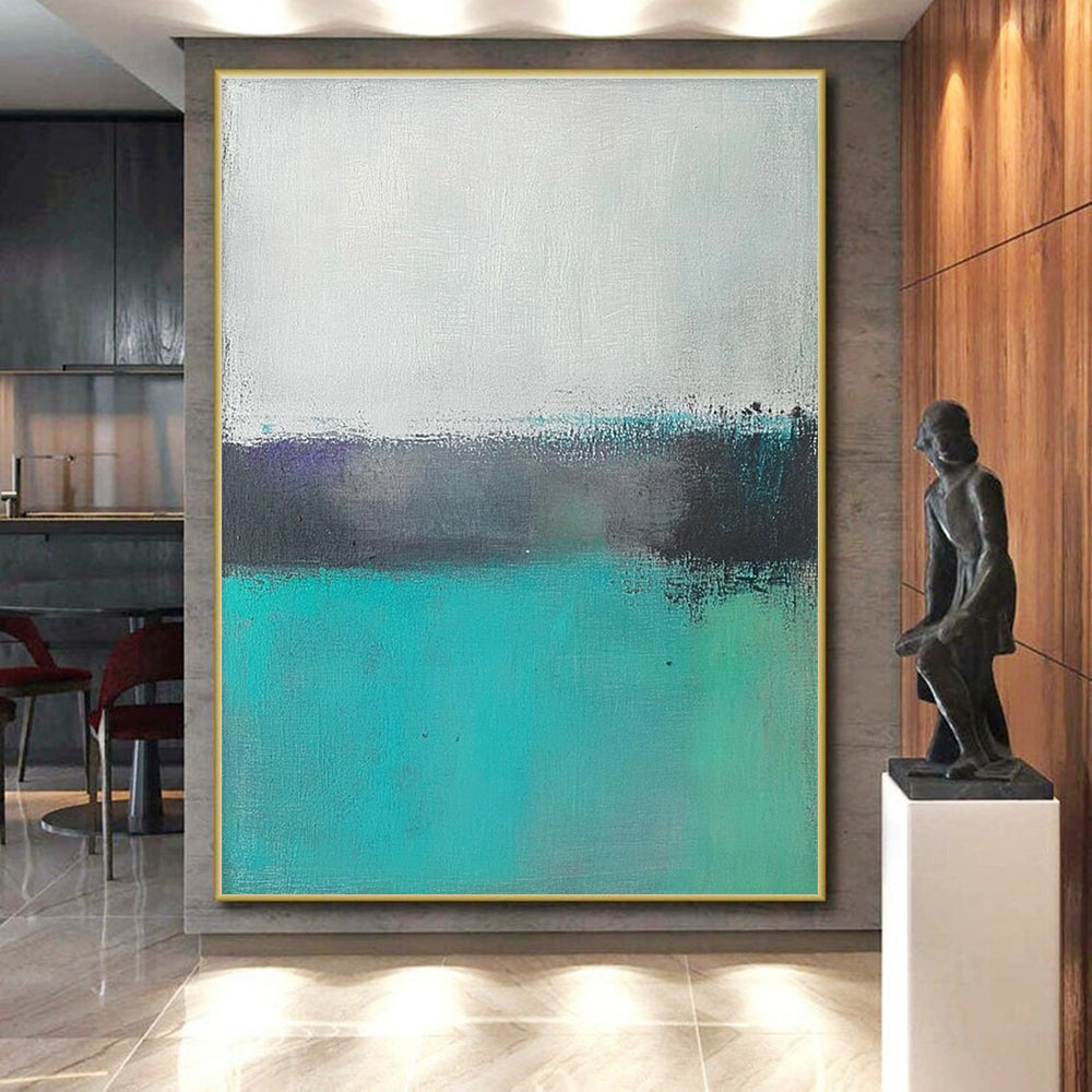 Teal and Purple Abstract Painting with Subtle Color Blends GER654