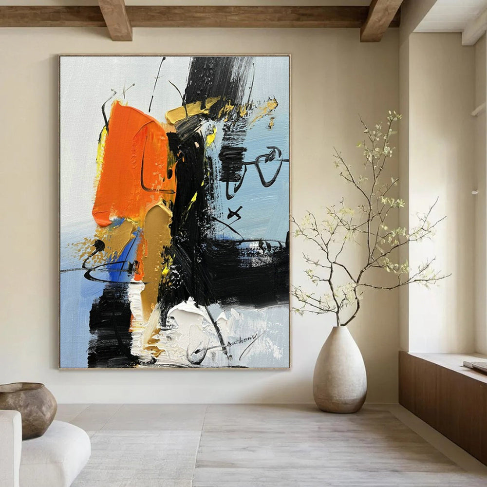 Original Handmade Abstract Canvas for Cottage Entryway & Dining Room DLZ1665