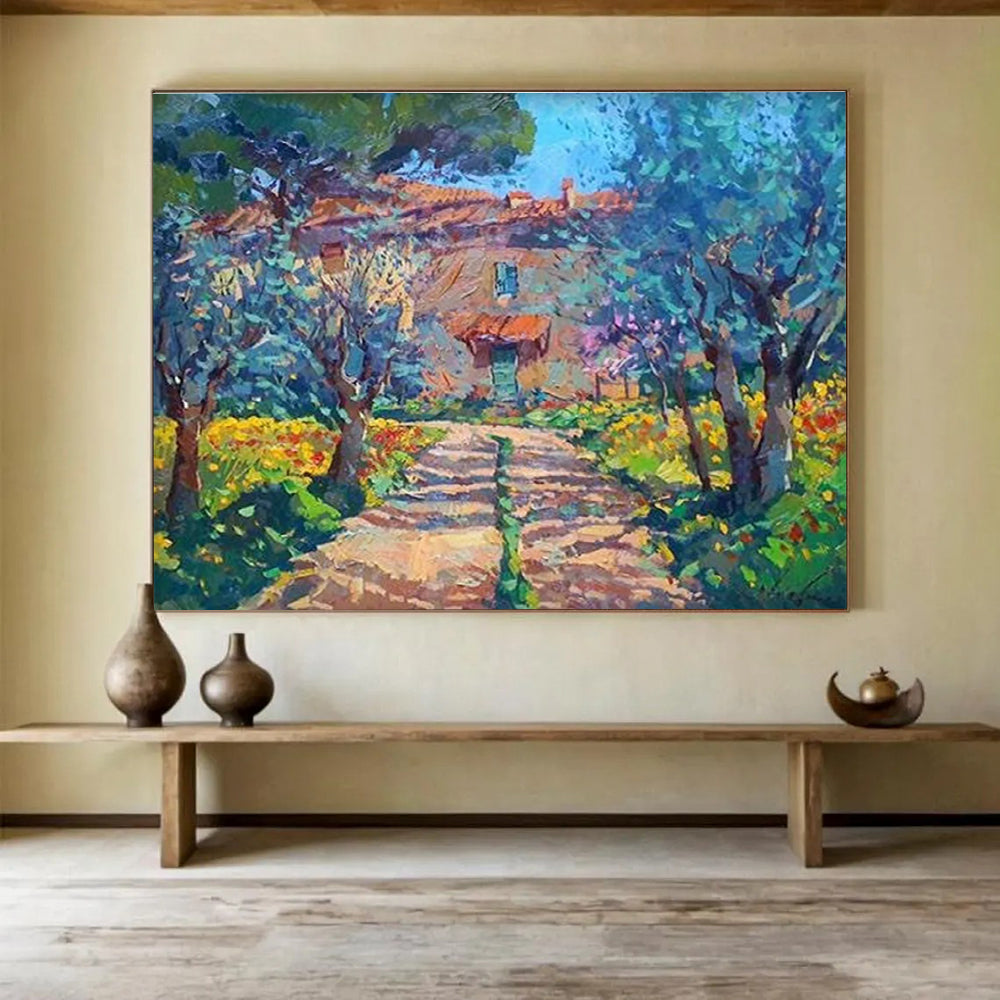 House in Flower Garden Impressionist Painting THY452