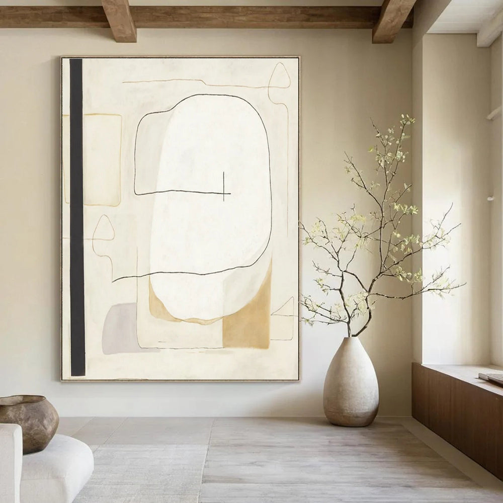 Beige Grey Minimalist Abstract Painting ADGE025