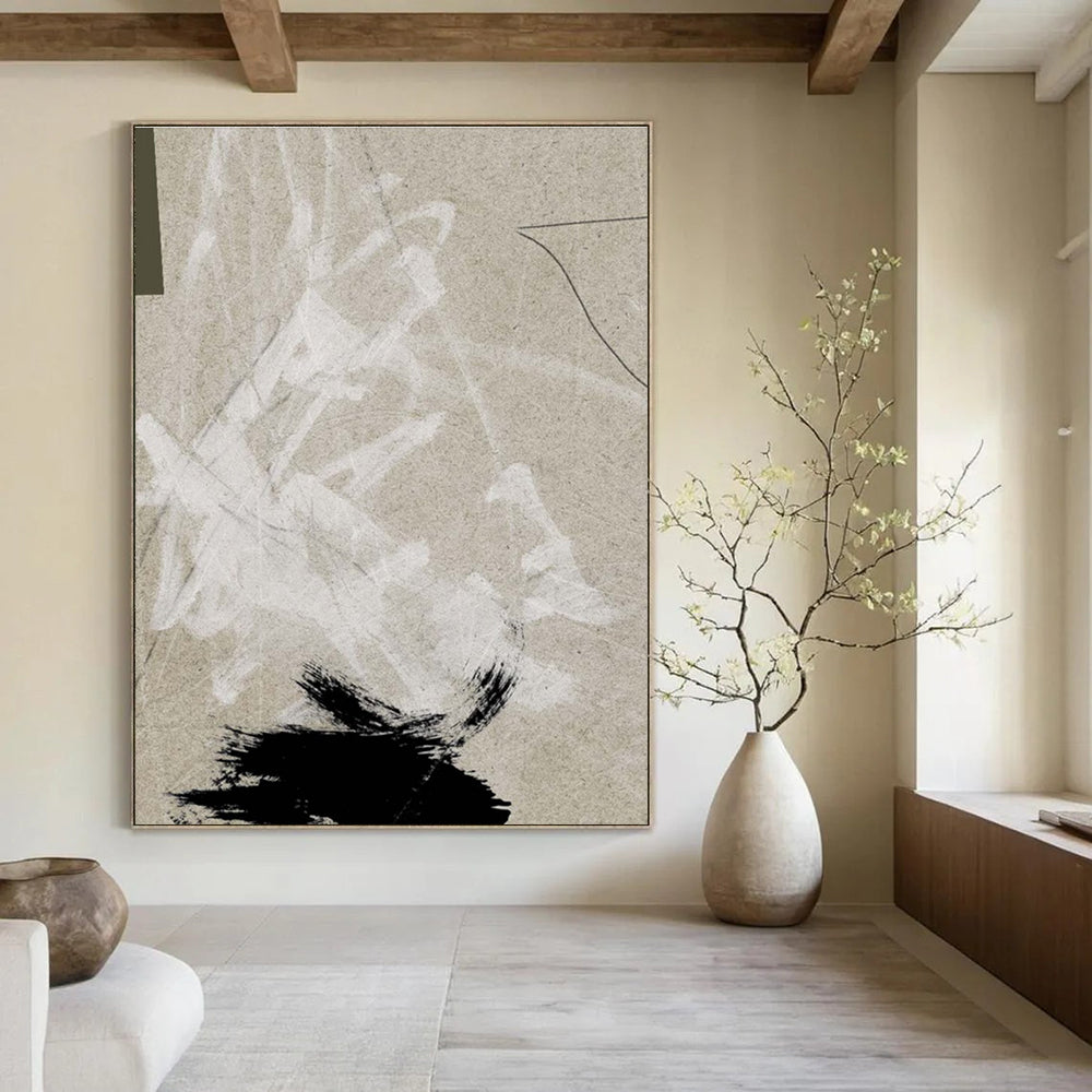 Minimalist Collage on Beige Abstract Art ADGE168