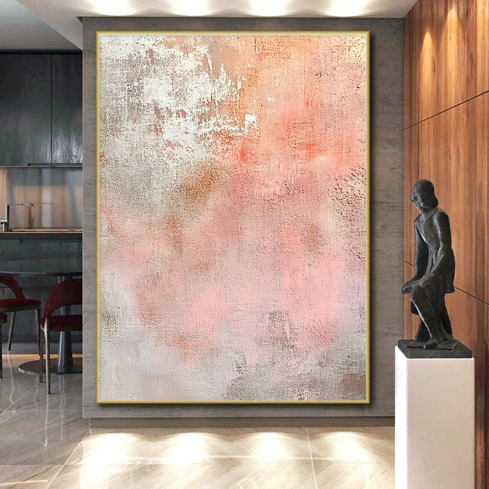 Soft Pink and Gray Textured Abstract Painting GER280
