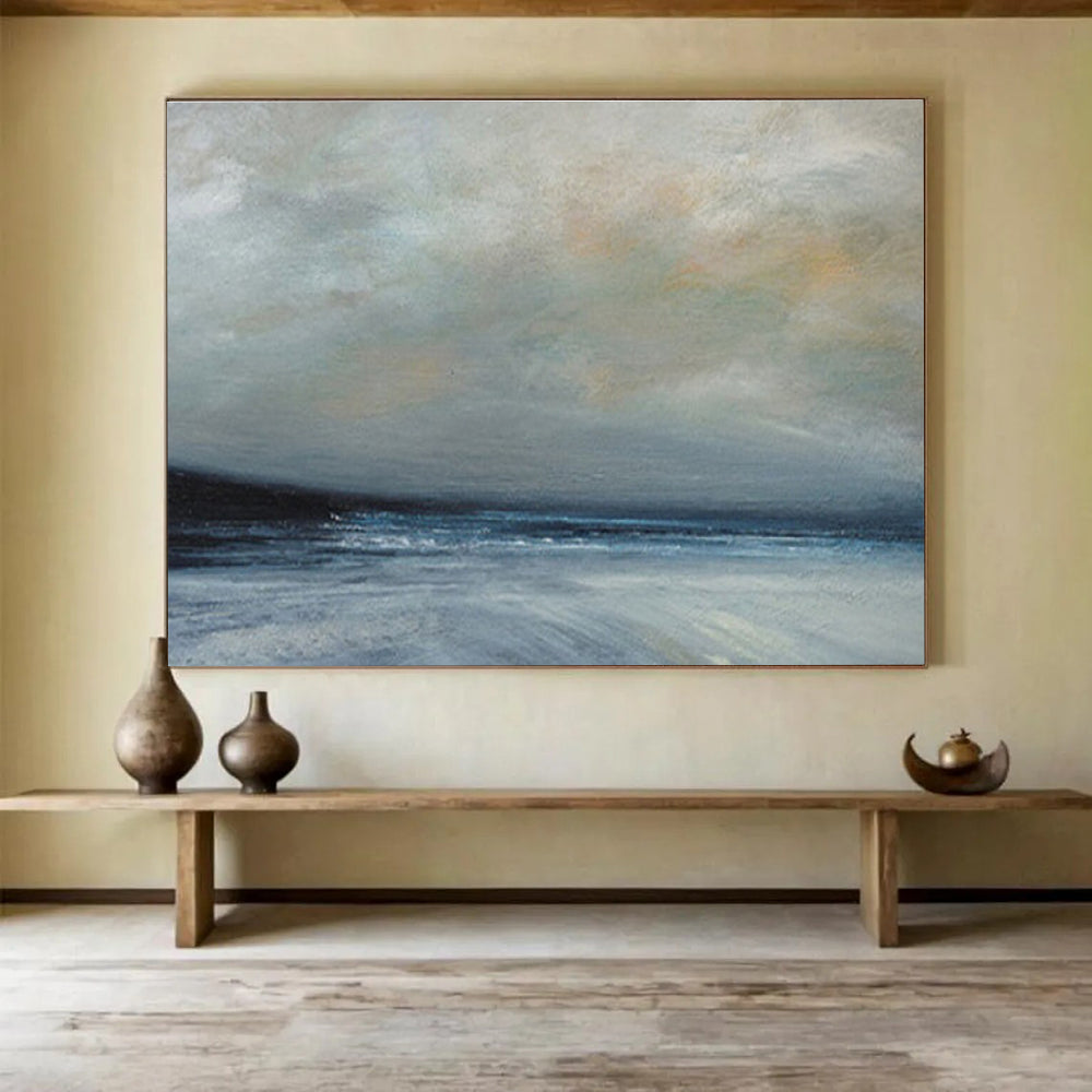 Grey Toned Calm Sea Sky Abstract Painting THY021