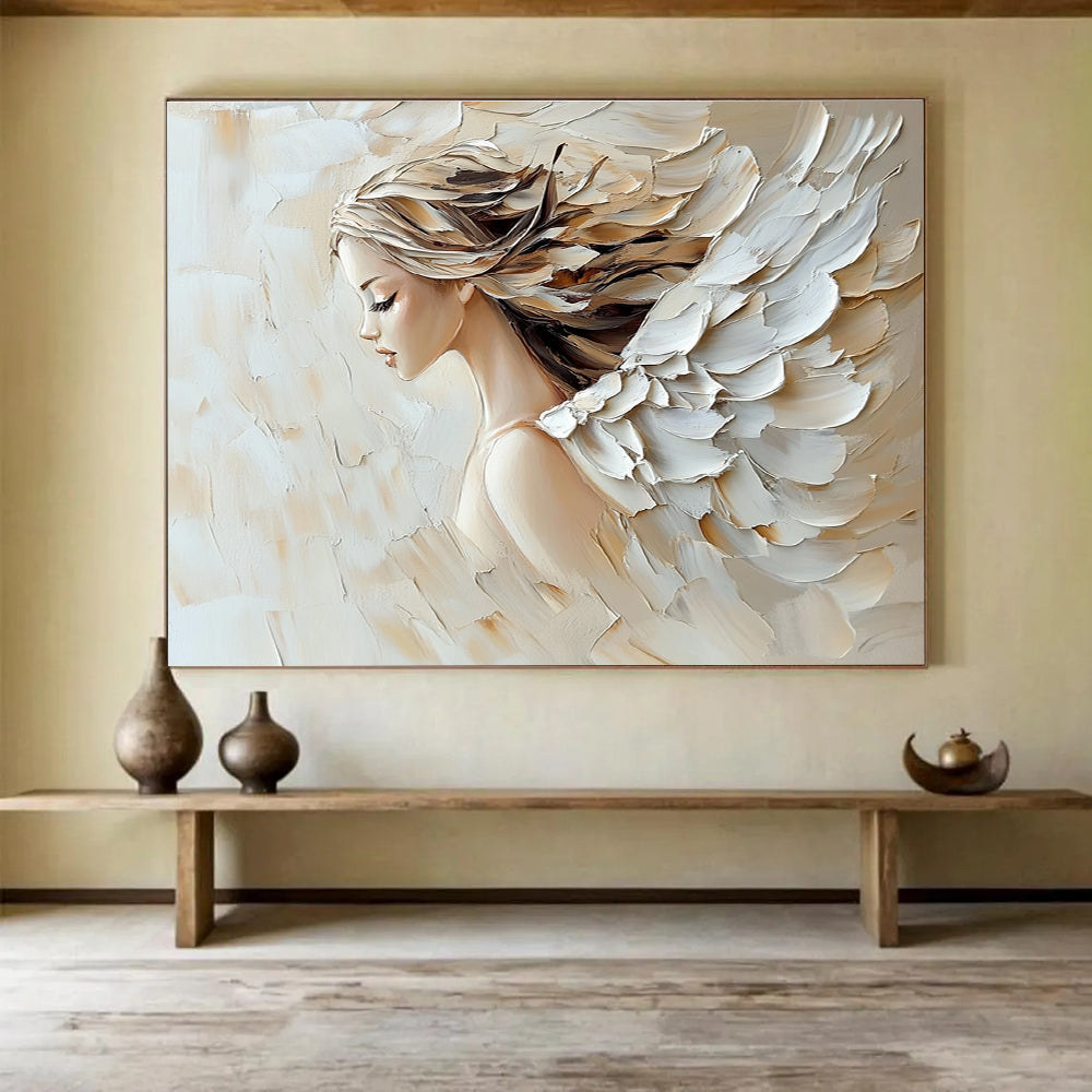 Angel - like Figure Abstract Painting with Textured Wings DYP276