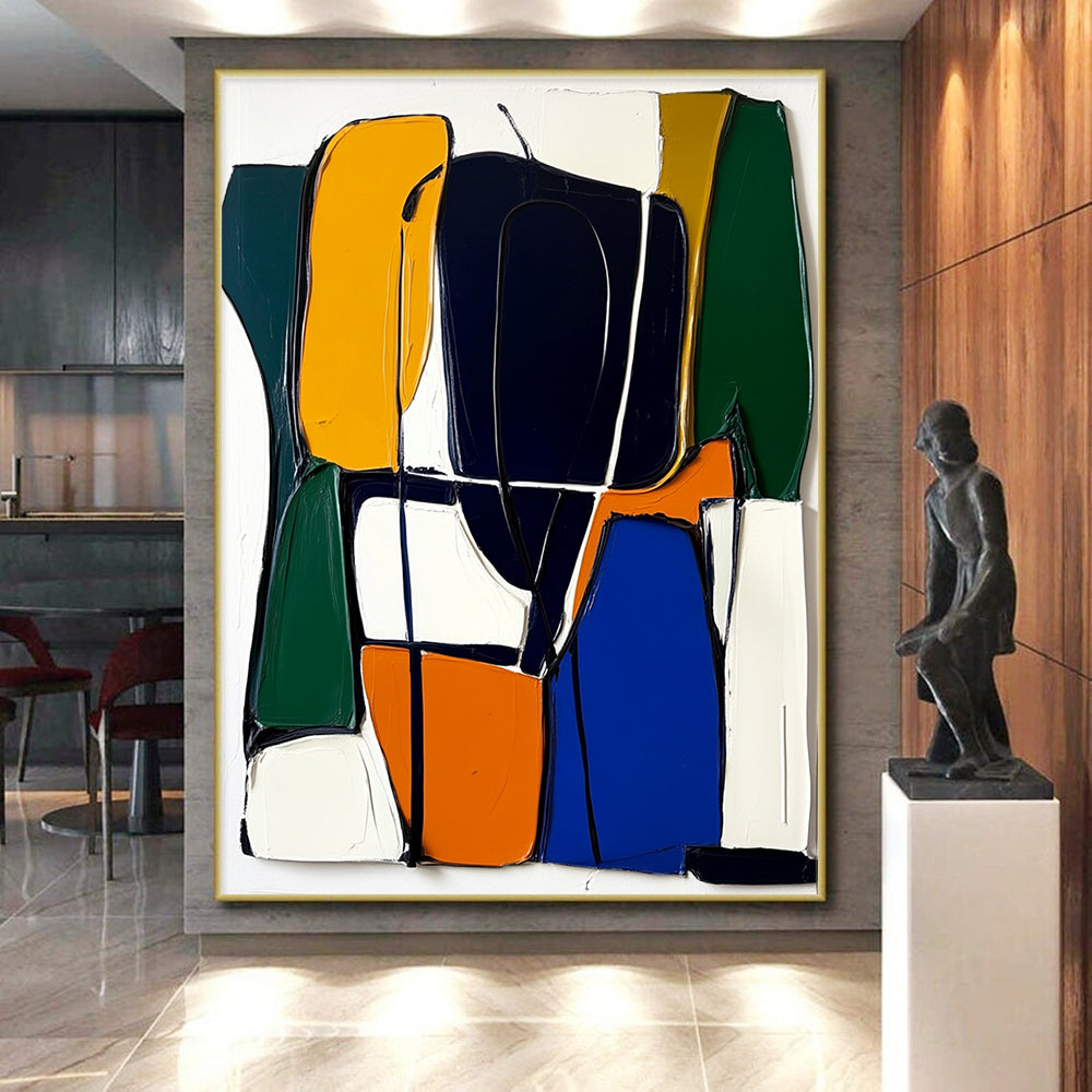 Colorful Geometric Abstract Painting with Textured Shapes GER613