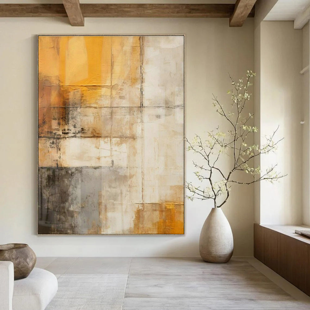 Large Customizable Hand-Painted Abstract Art for Living Room Media Wall and Entryway Console Table Backdrop DLZ1956