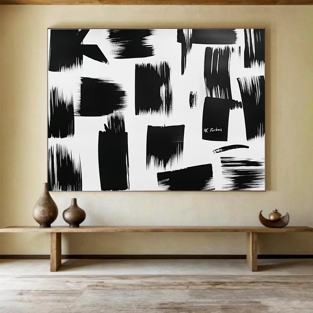 Black and White - Bold Brushstrokes Abstract Painting DYP061