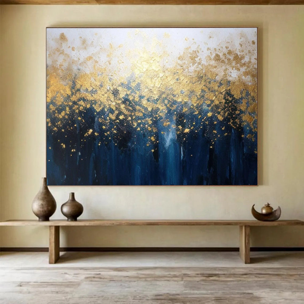 Gold Blue Forest Abstract Painting THY047