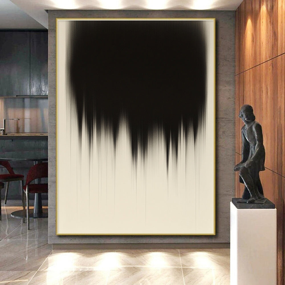 Black and Beige Gradient Abstract Painting with Dripping Effects GER182