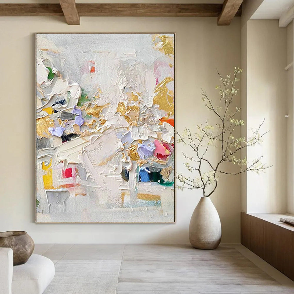 Giant Custom Hand-Painted Abstract Wall Hanging for Dining Room & Entryway DLZ1034