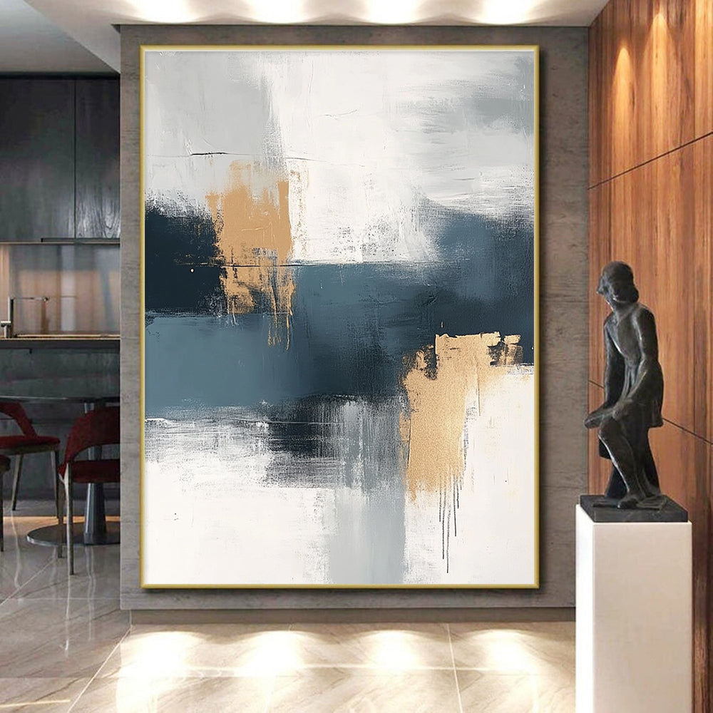 Gray Gold Abstract Painting with Subtle Textures GER722