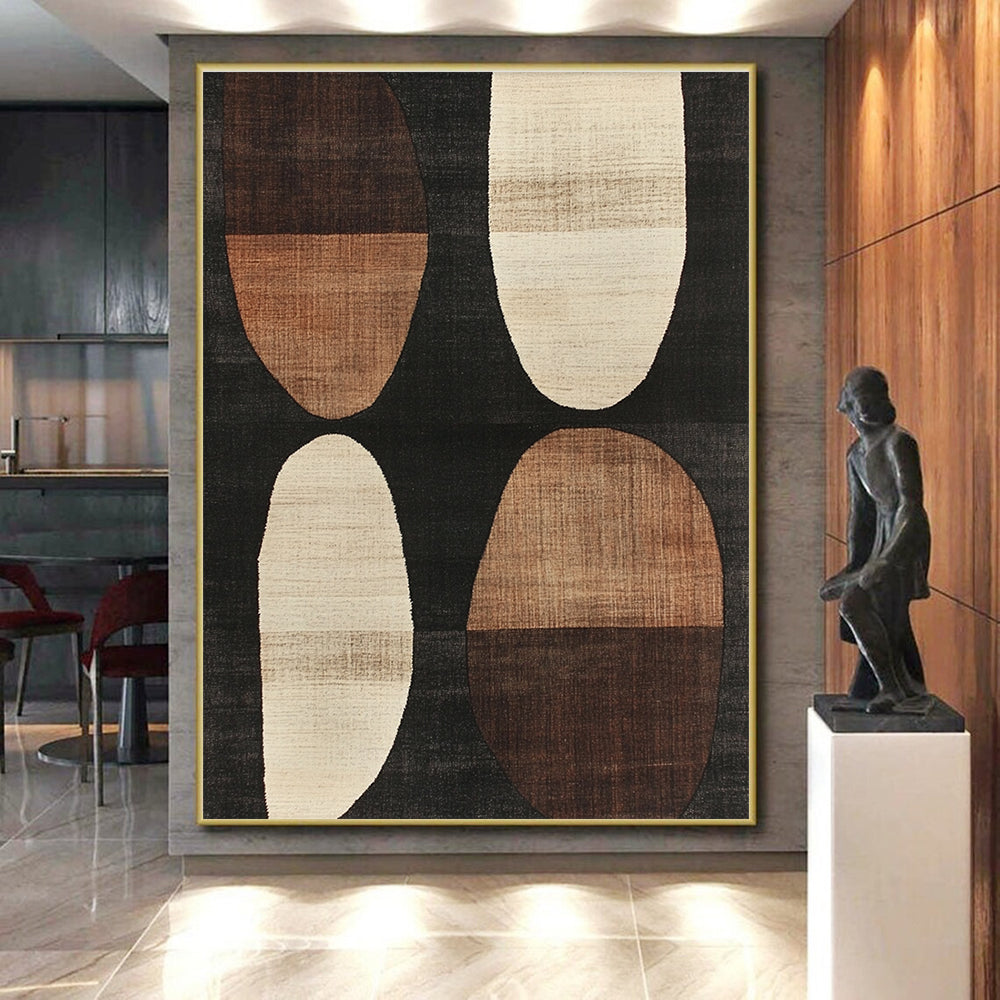 Brown Beige Oval Shapes Abstract Painting GER840