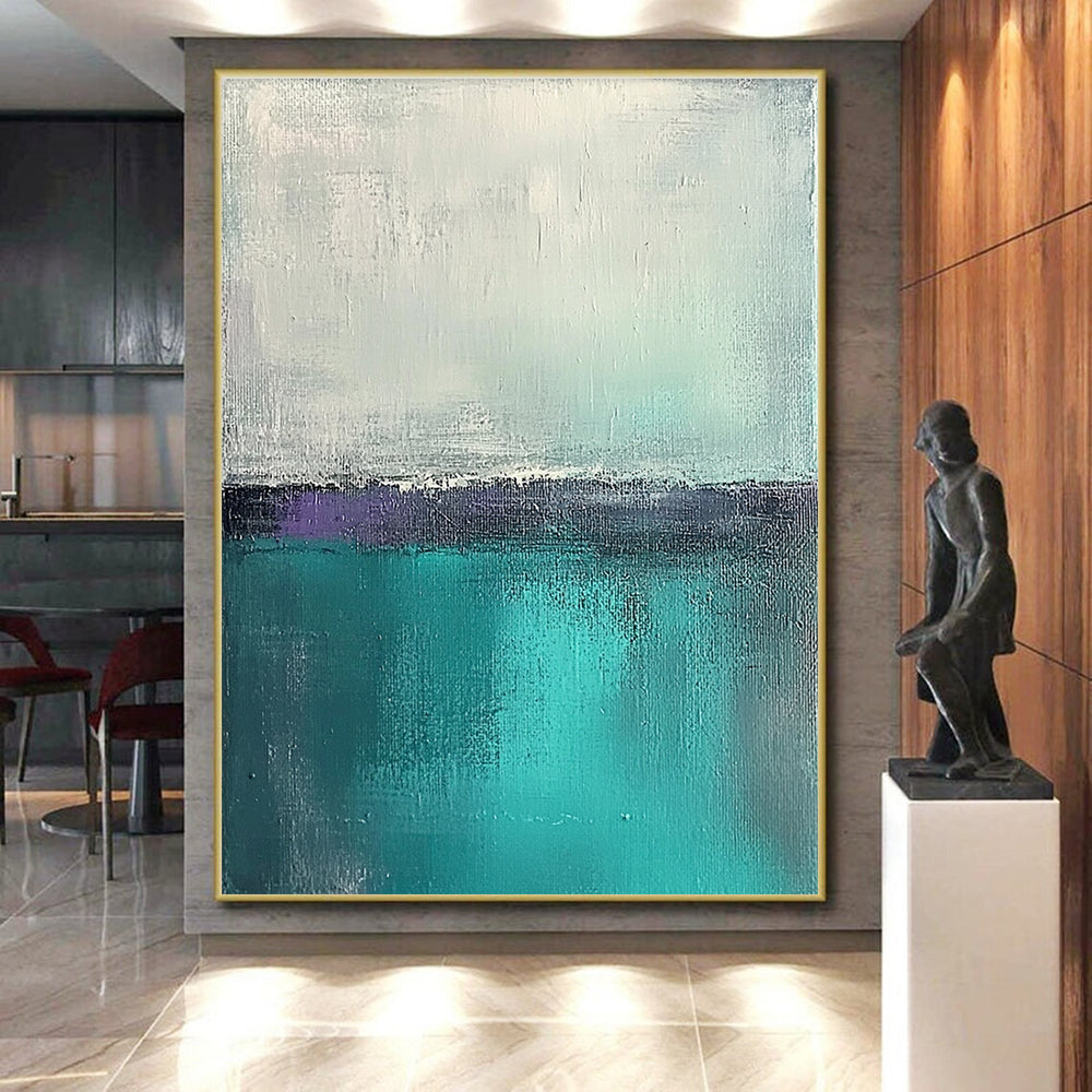 Teal and Purple Abstract Painting with Subtle Gradients GER460