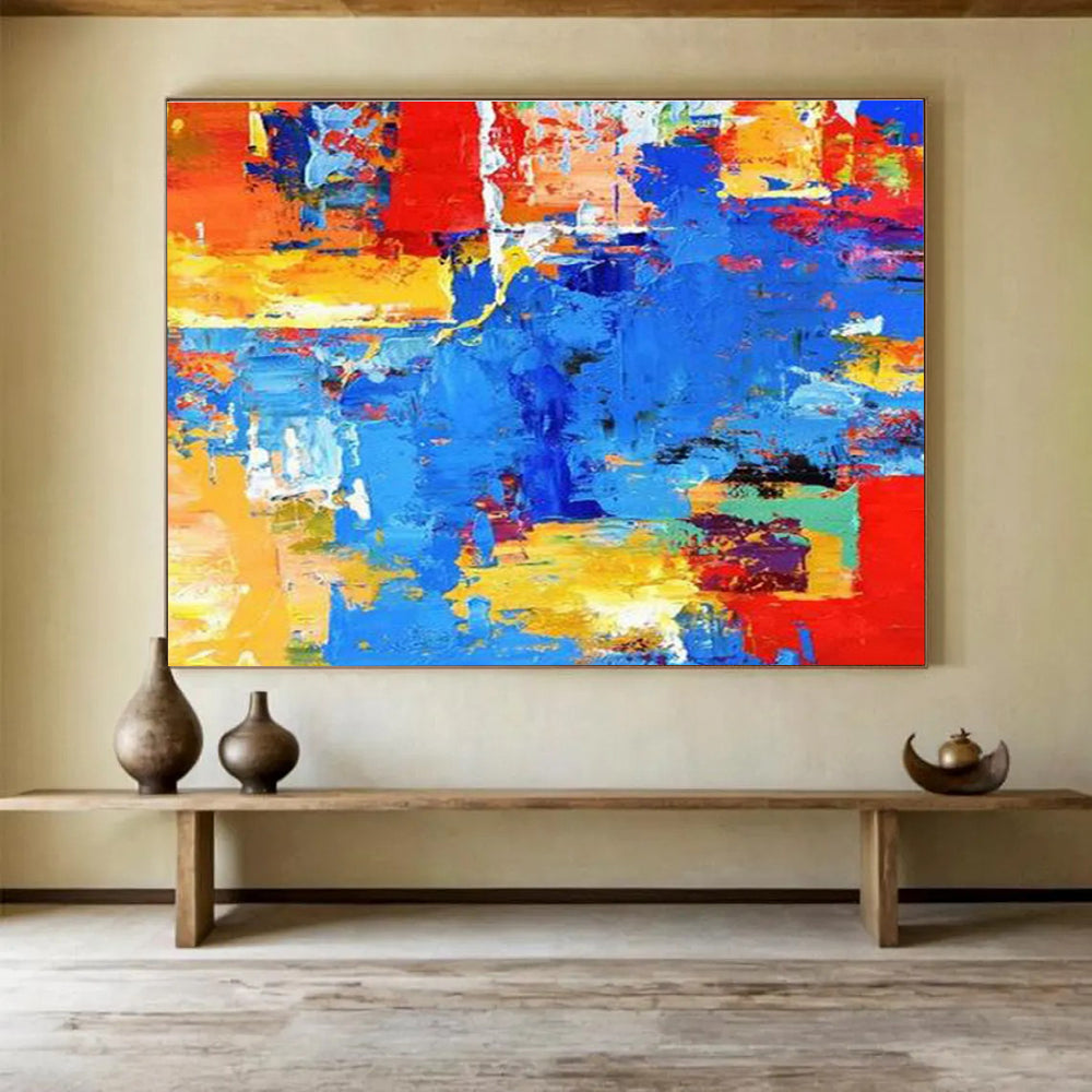 Bold Color Block Abstract Painting with Primary and Secondary Shades THY282