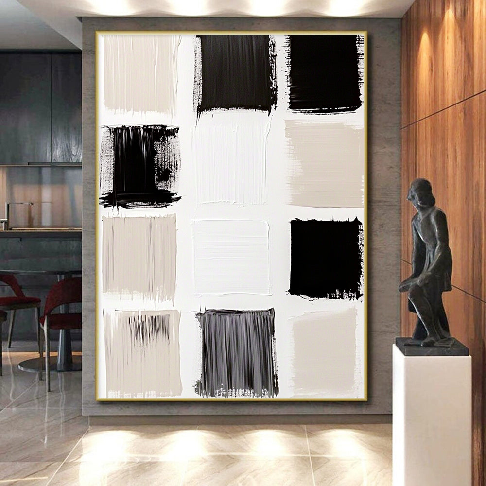 Minimalist Monochrome Abstract Painting with Clean Swatches GER112