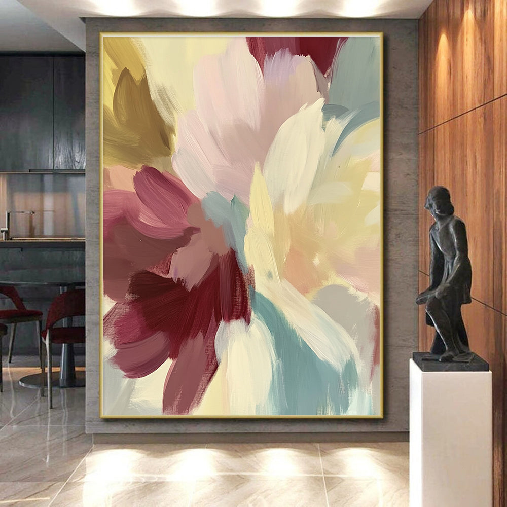 Pastel - colored Flower Abstract Painting with Soft Brushstrokes GER413