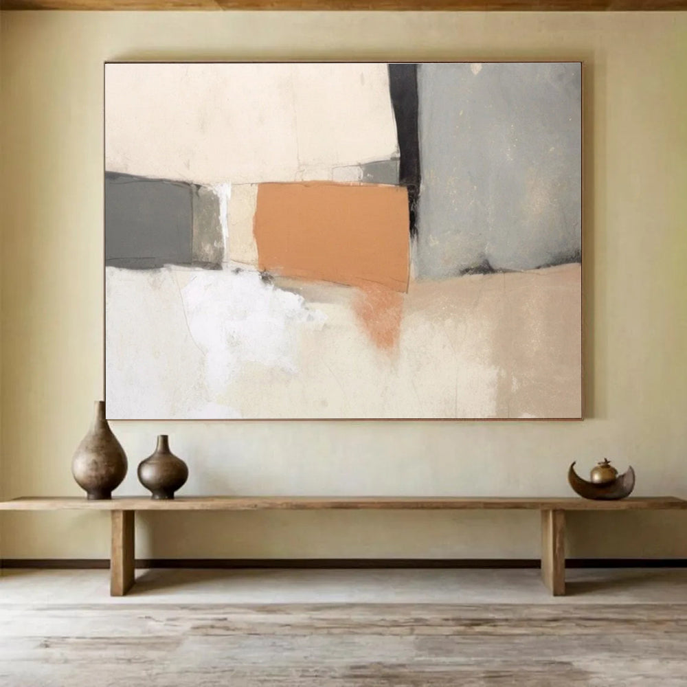 Beige Grey Orange Abstract Painting THY075