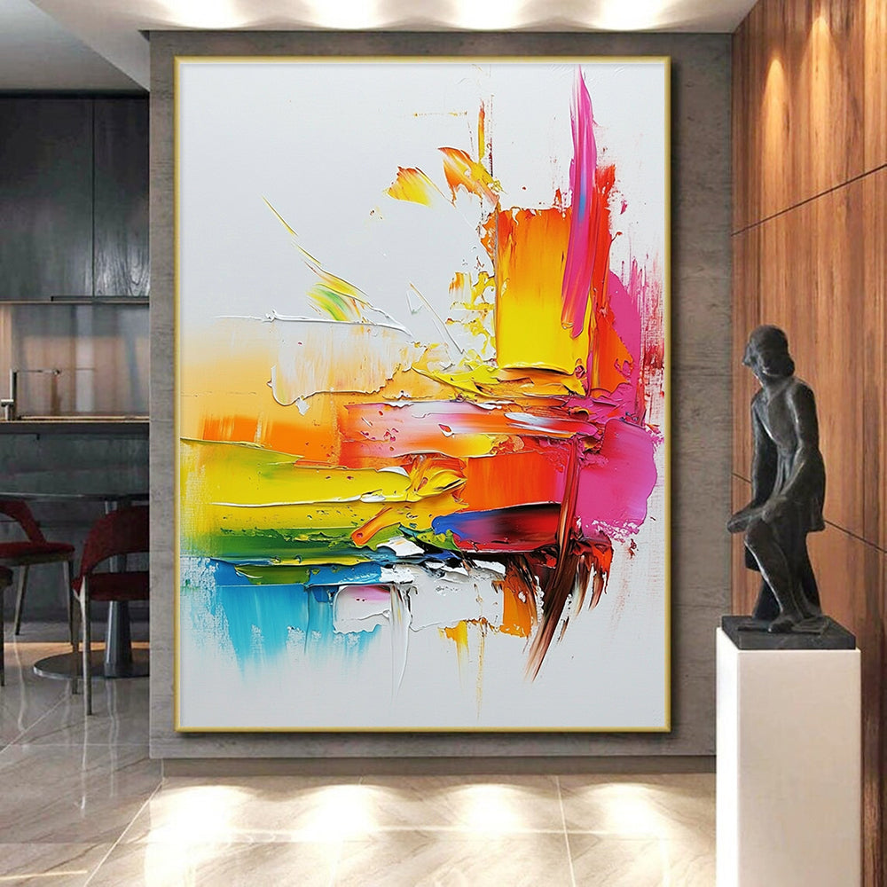 Multicolor Abstract Painting with Thick Textures GER715