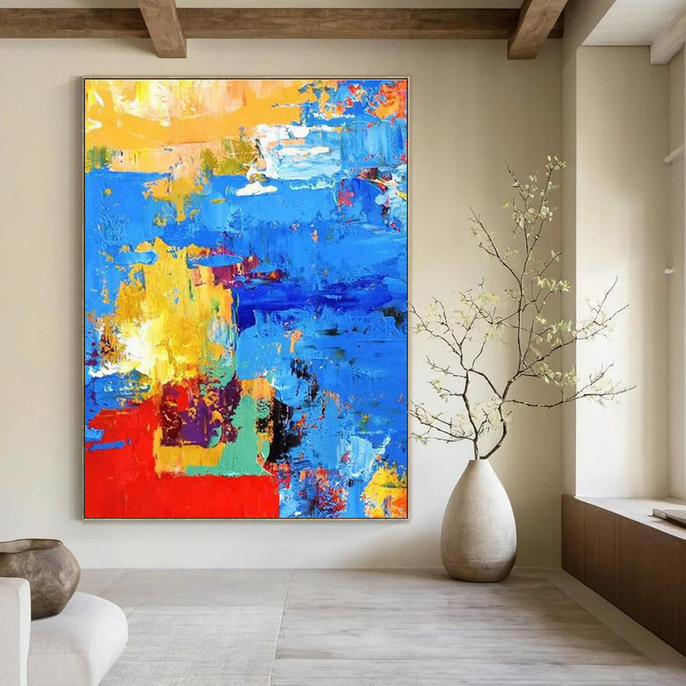 Bold Color Block Abstract Painting with Striking Hues ADGE421