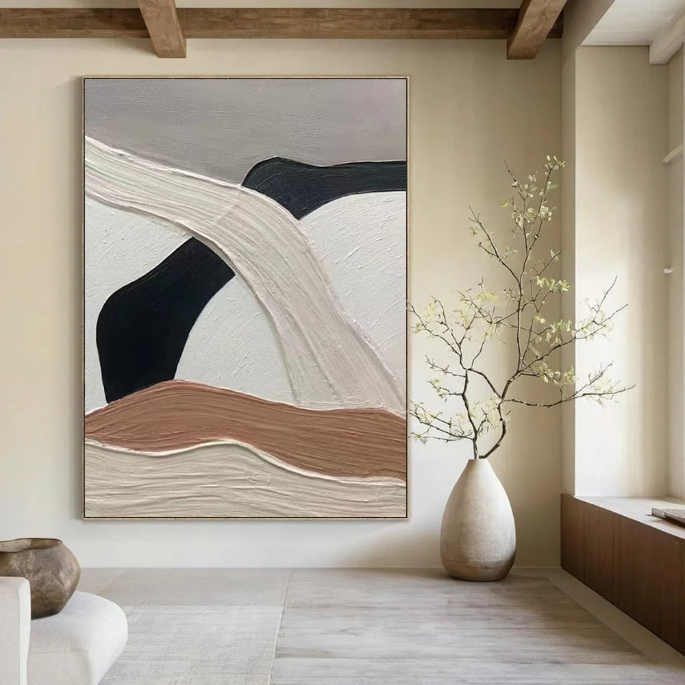 Neutral Tones Abstract Painting with Curved Forms ADGE522