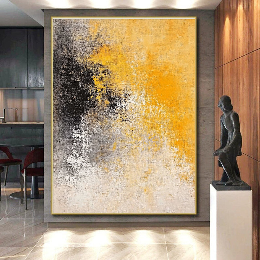 Yellow and Gray Abstract Painting with Subtle Gradients GER431