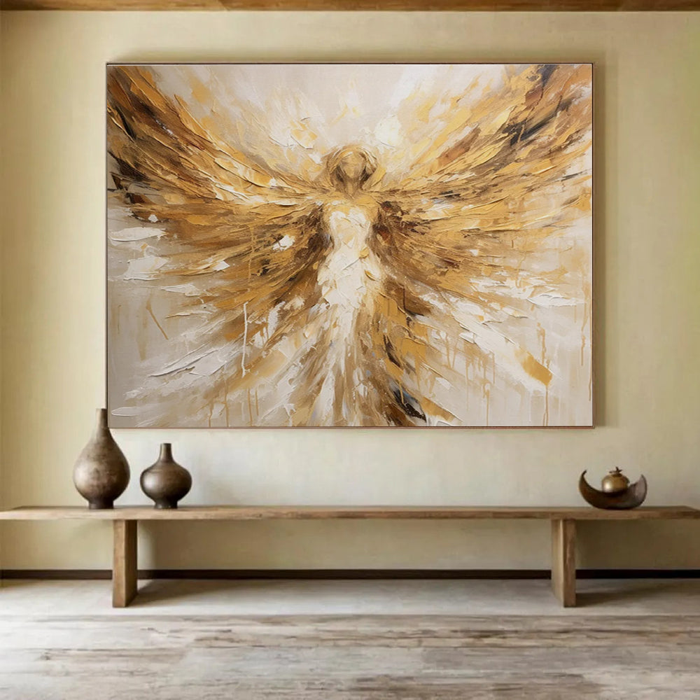Golden and White Angel - themed Abstract Painting THY081
