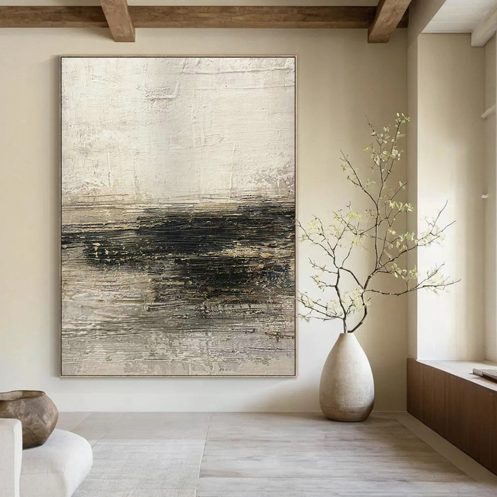 Oversized Custom Hand-Painted Abstract Canvas for Cottage Living Room Firewood Storage Nook and Office Supply Cabinet Wall DLZ1883