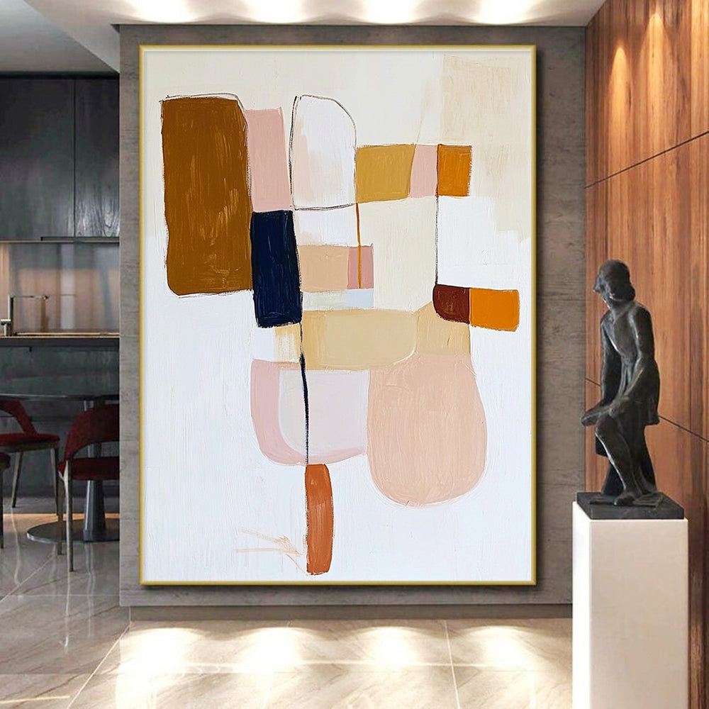 Neutral Block Abstract Painting with Earthy Tones GER700