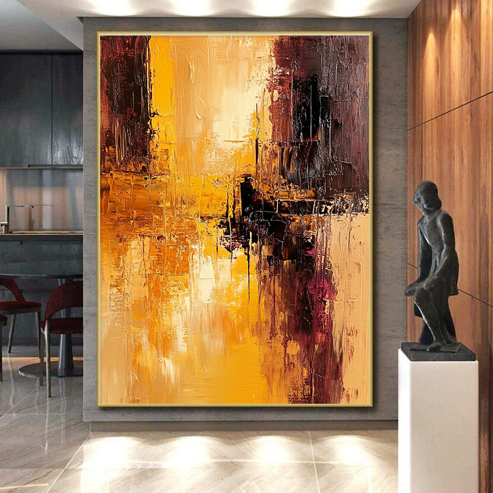 Warm Tone Textured Abstract Painting with Rich Layers GER765