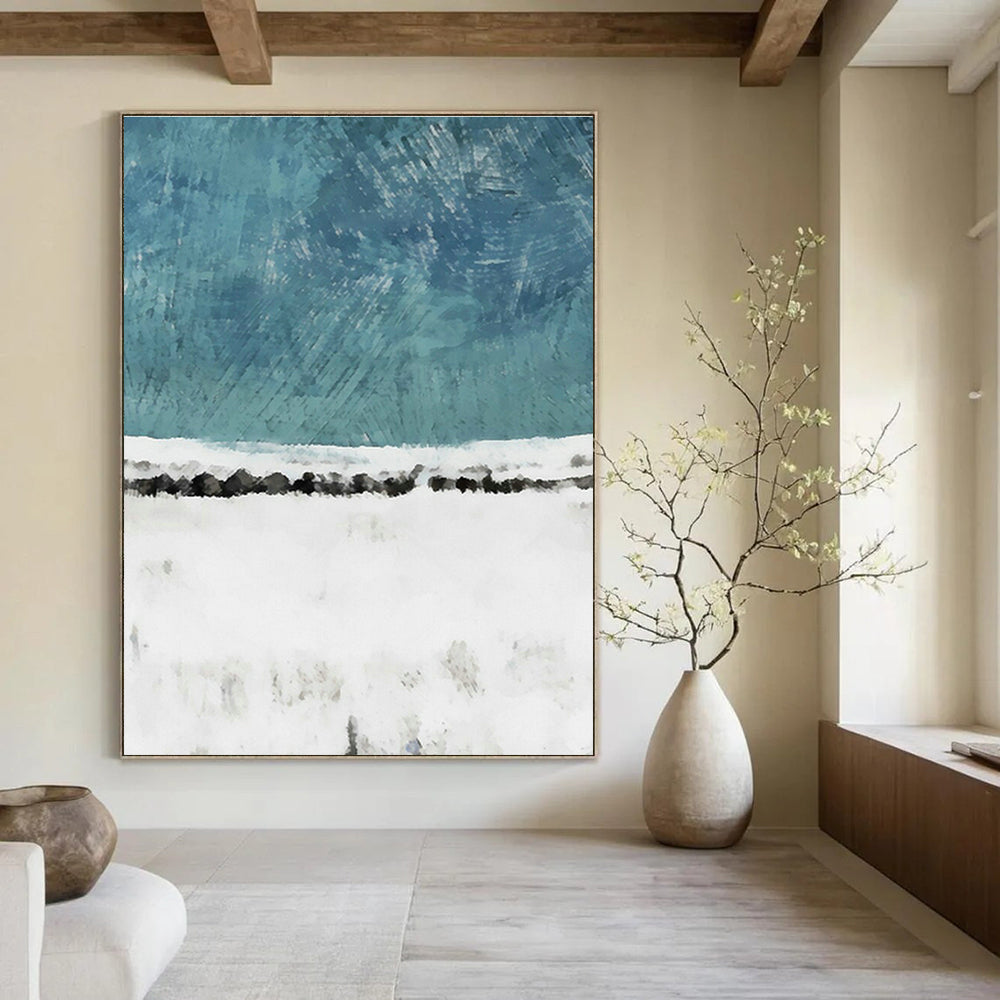 Custom - Designed Hand - Painted Abstract Canvases for Cottage Bedroom Window Seats & Hallway Plant Stands DLZ0680