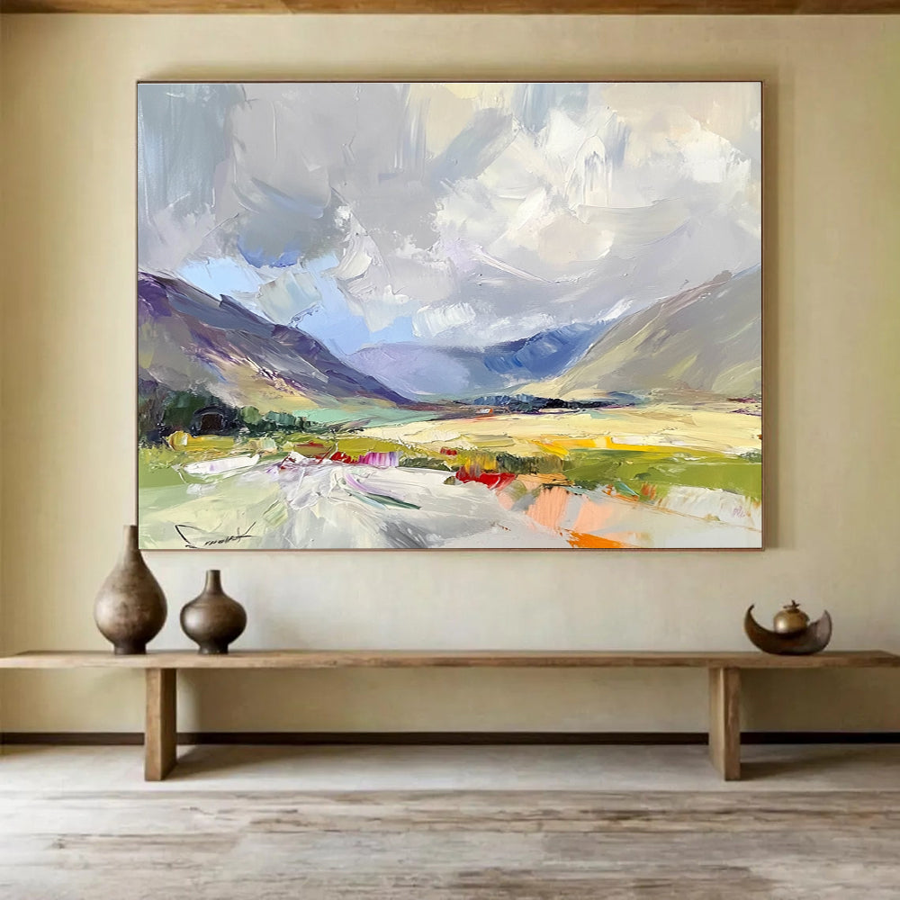 Colorful Mountain Valley - Impressionist Abstract Painting DYP064