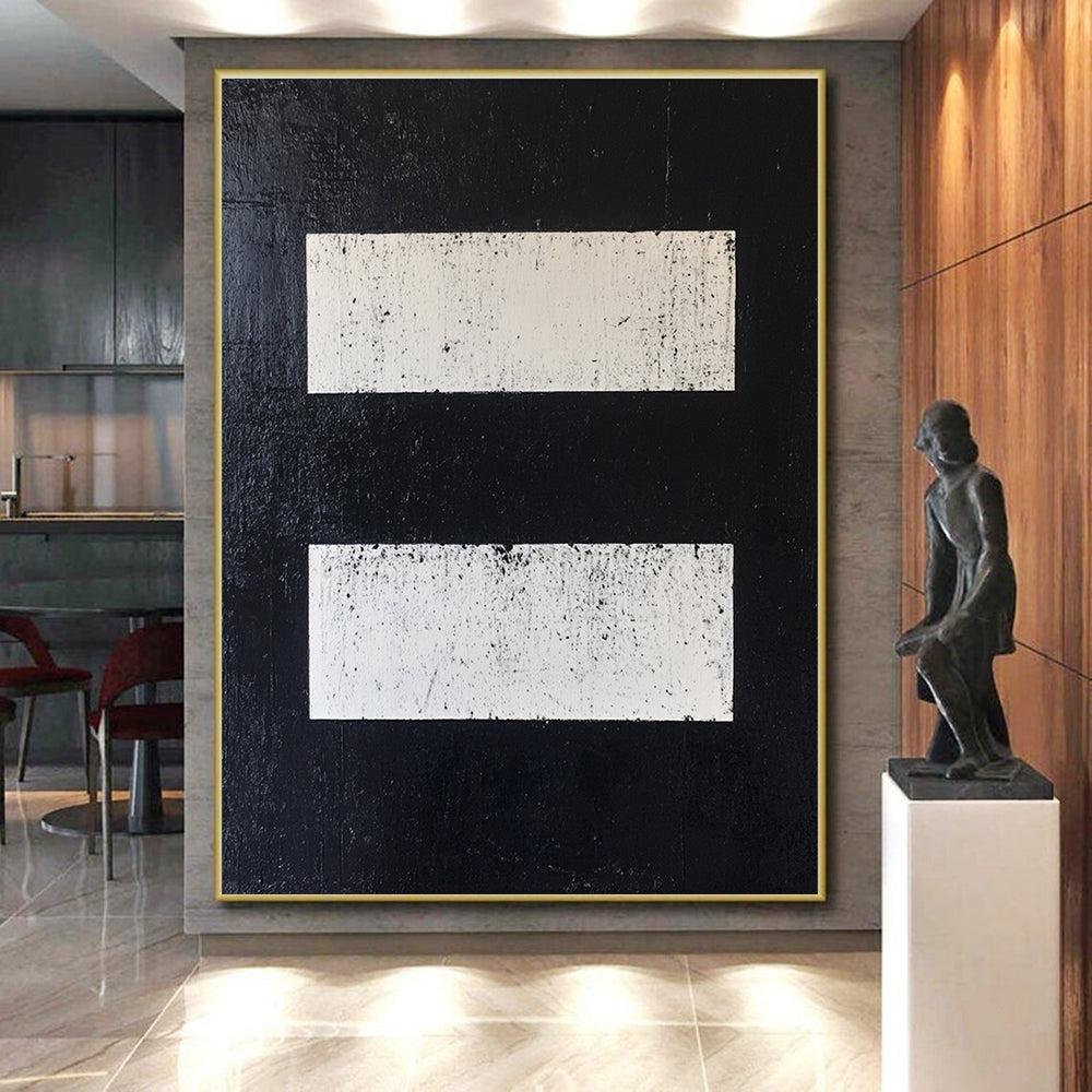 Black and White Rectangles Abstract Painting GER876