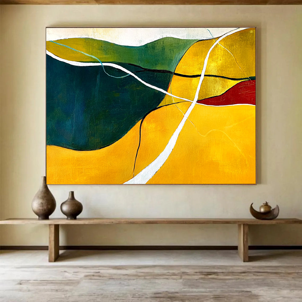 Colorful Landscape Abstract Painting with Rolling Hills Motif DYP427