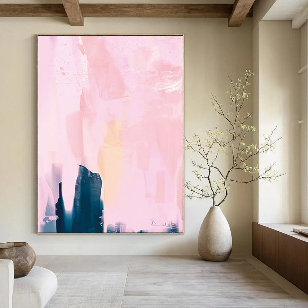 Pink and Blue Soft - toned Abstract Painting ADGE180