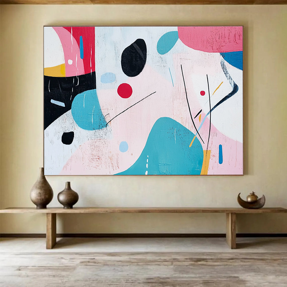 Playful Shapes Abstract Painting with Pastel and Bold Colors DYP346
