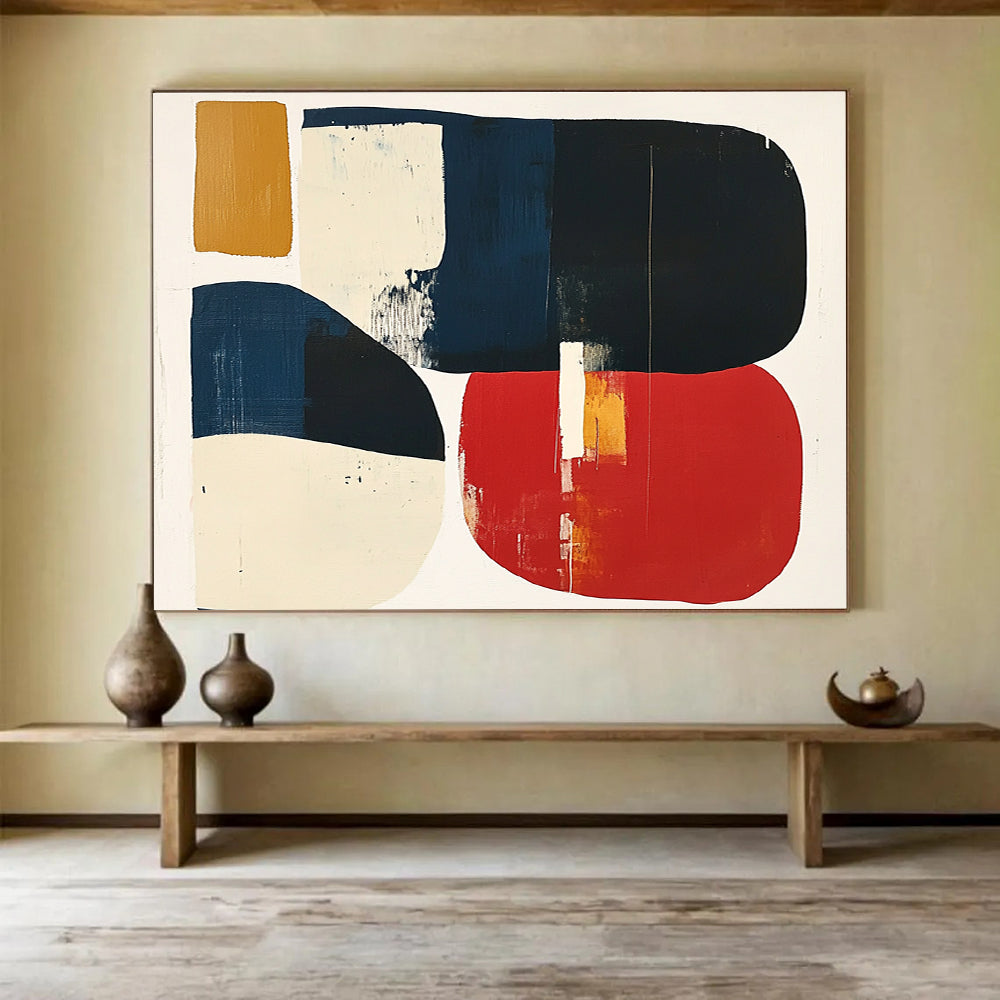 Color - Blocked Rounded Shapes Abstract Painting DYP082