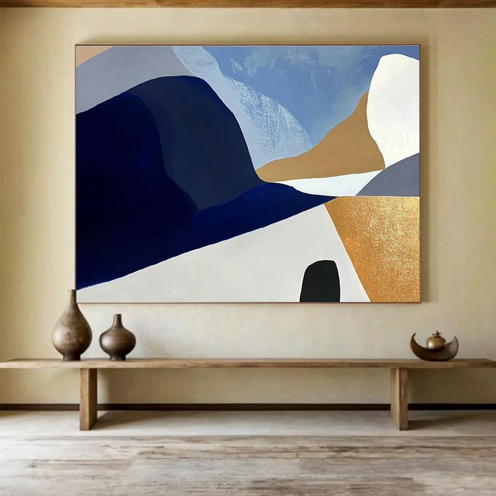 Blue Gray Gold - Modern Landscape Abstract Painting DYP036