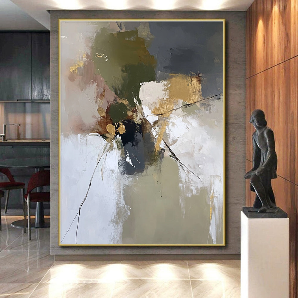 Earth Tone Abstract Painting with Textured Accents GER465