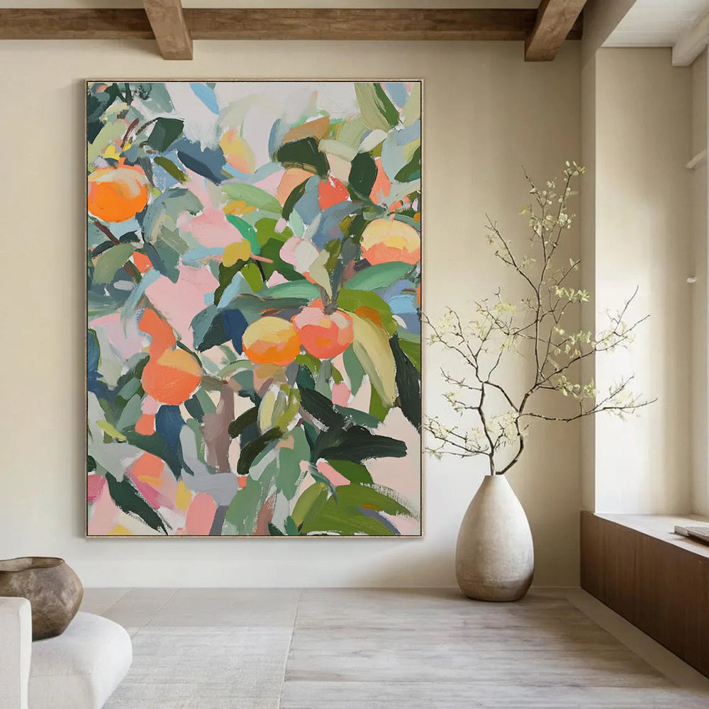 Abstract Orange Tree Painting with Soft Pastel Background ADGE438