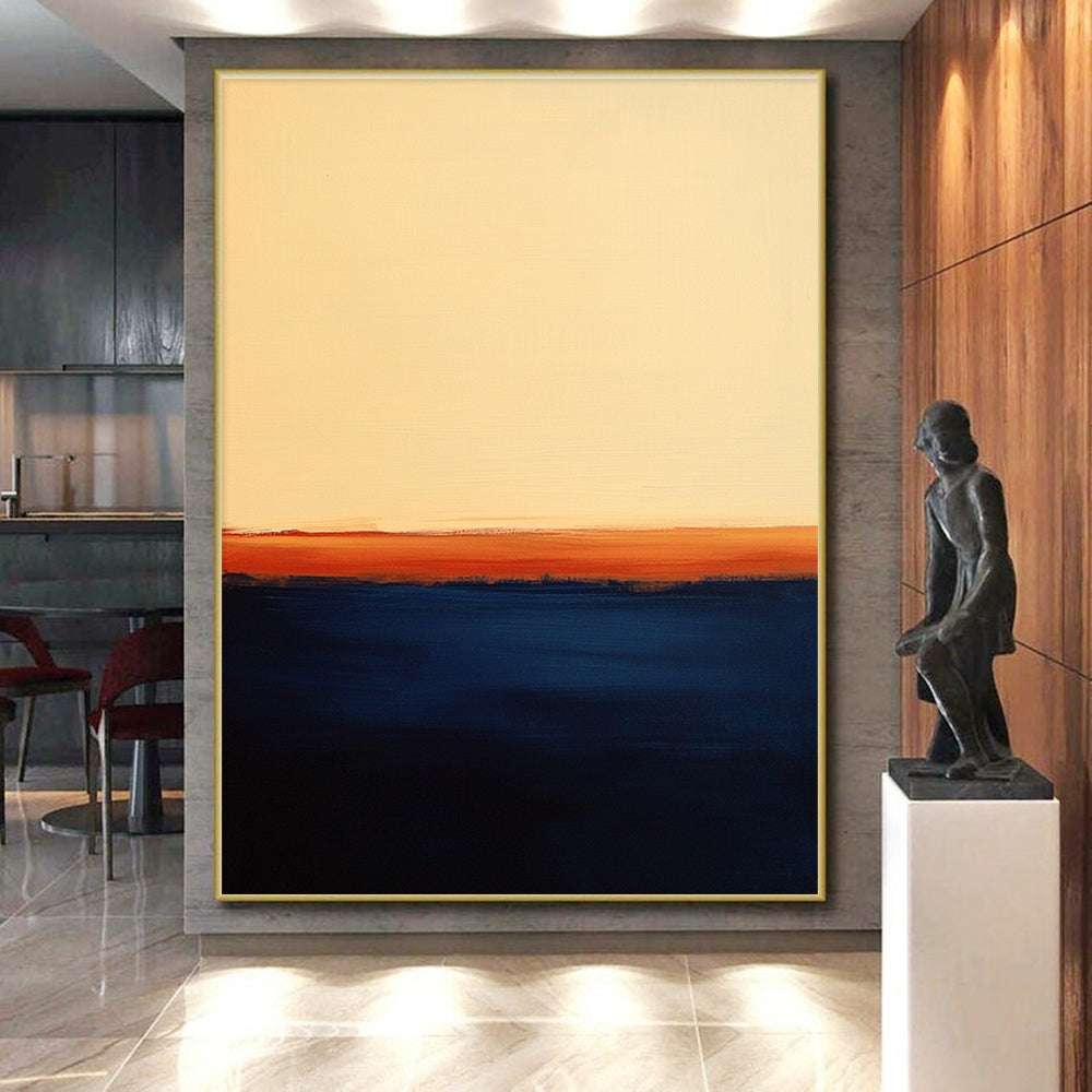 Orange and Blue Gradient Abstract Painting of a Sunset GER192