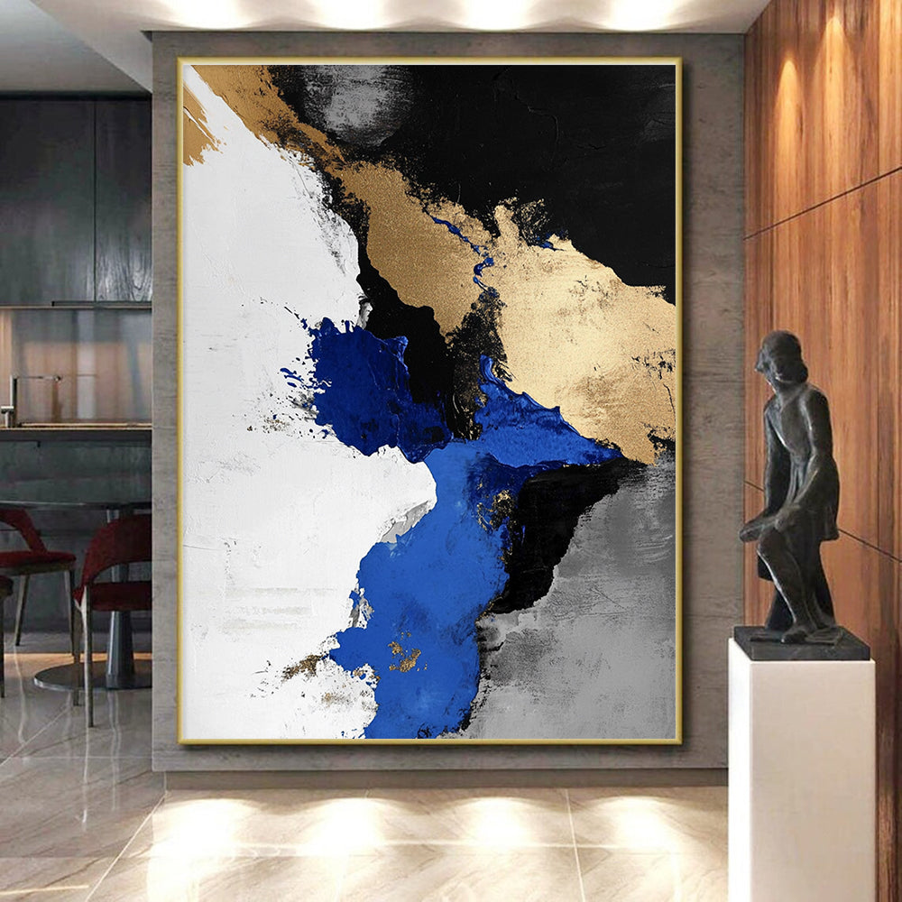 Blue Gold Abstract with Black White and Gray Background GER365