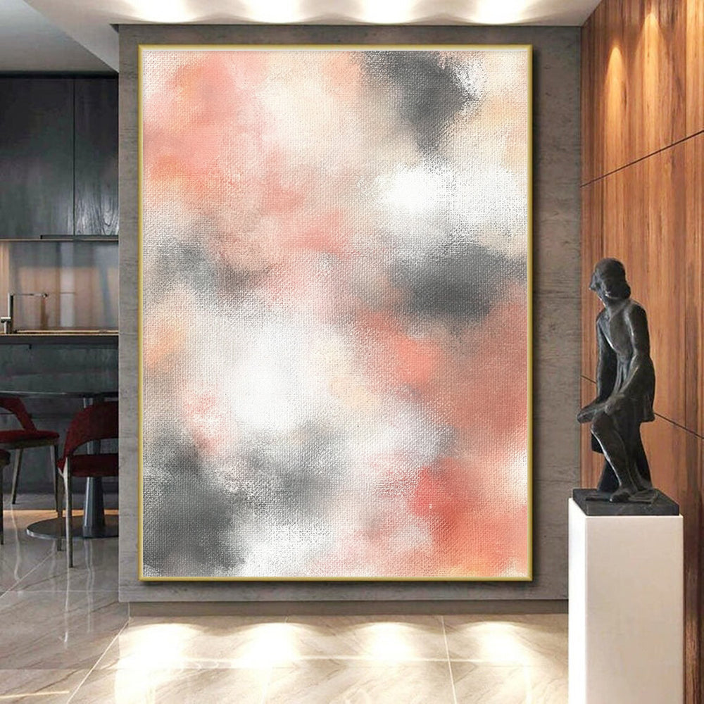Soft Coral and Gray Blends Abstract Painting GER872