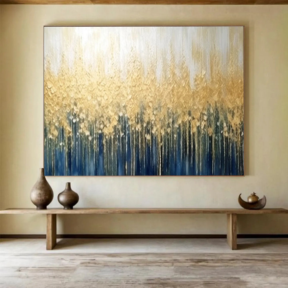 Gold Blue Forest Abstract Painting THY051